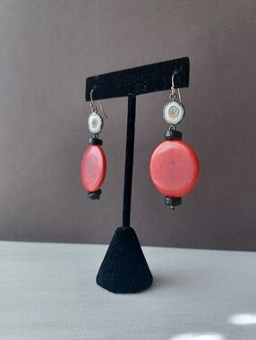 New Vegetable Ivory with  natural agate sterling silver handmade earring